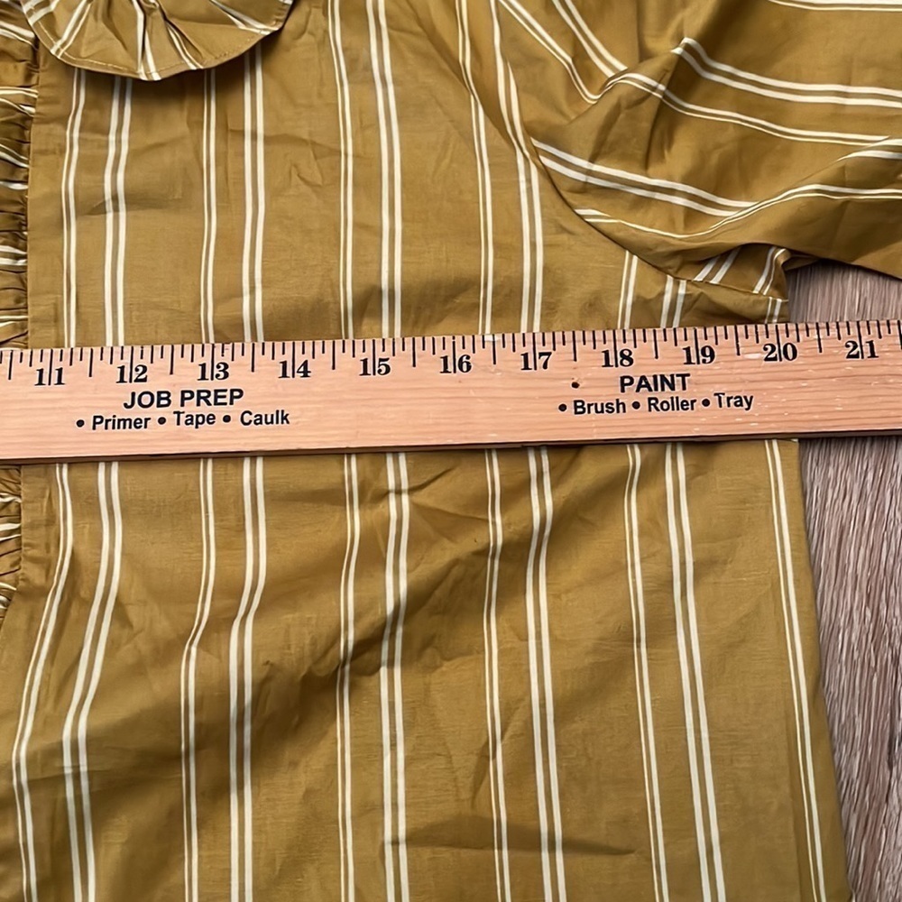 Yellow Striped Blouse with Ruffle Detail - Picture 11 of 12